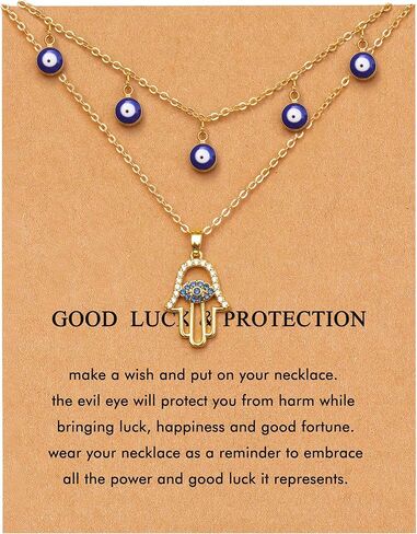 RZKING Layered Necklace for Women, Dainty 14K Gold Evil Eye, Sun Moon Stars, Starfish, Choker Pendant Necklace for Best Friend, Birthday, Thank's Giving, Christmas, Inspirational Gifts for Women in Kuwait