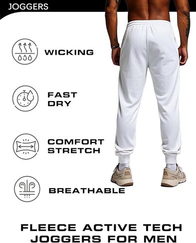 Men's Open Bottom Sweatpants with Pockets Tapered Joggers for Men Athletic Pants for Workout, Jogging, Running in Saudi Arabia