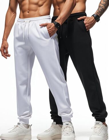 Men's Open Bottom Sweatpants with Pockets Tapered Joggers for Men Athletic Pants for Workout, Jogging, Running in Saudi Arabia