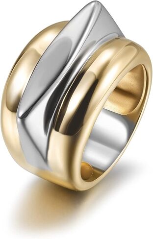 Three-Tone Cross Chunky Bands Statement Rings for Women and Adult Infinity Interlocked Rolling Criss Interwined Rings Cocktail Jewelry in Saudi Arabia