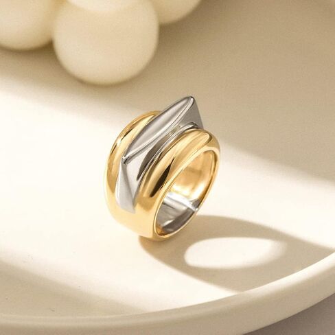 Three-Tone Cross Chunky Bands Statement Rings for Women and Adult Infinity Interlocked Rolling Criss Interwined Rings Cocktail Jewelry in Saudi Arabia