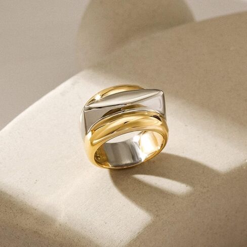 Three-Tone Cross Chunky Bands Statement Rings for Women and Adult Infinity Interlocked Rolling Criss Interwined Rings Cocktail Jewelry in Saudi Arabia