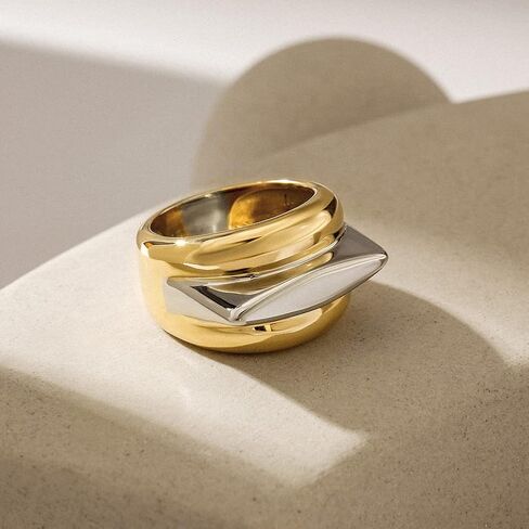 Three-Tone Cross Chunky Bands Statement Rings for Women and Adult Infinity Interlocked Rolling Criss Interwined Rings Cocktail Jewelry in Saudi Arabia