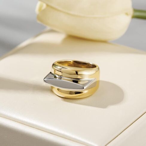 Three-Tone Cross Chunky Bands Statement Rings for Women and Adult Infinity Interlocked Rolling Criss Interwined Rings Cocktail Jewelry in Saudi Arabia
