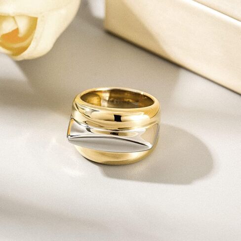 Three-Tone Cross Chunky Bands Statement Rings for Women and Adult Infinity Interlocked Rolling Criss Interwined Rings Cocktail Jewelry in Saudi Arabia