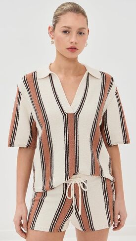 LE BOP Women's Striped Polo in Kuwait