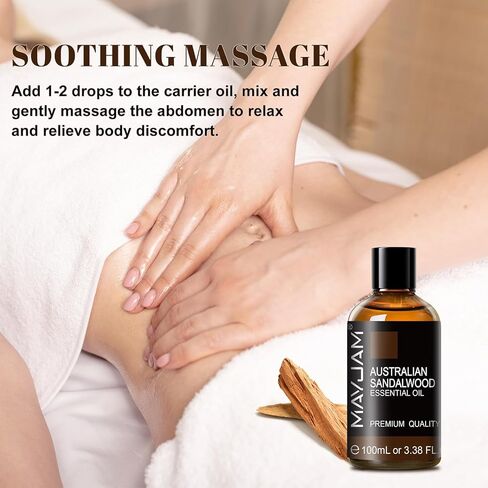 Indian Sandalwood Essential Oils 3.38 FL.OZ Pure Indian Sandalwood Oil for Massage Skin Care Hair Care Diffuser Candle and Soap Making - 100ml in Kuwait