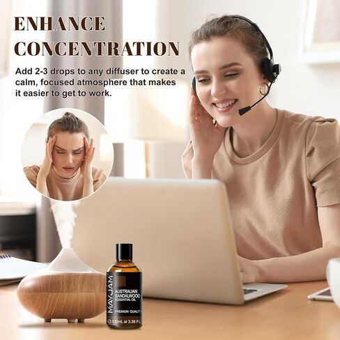 Indian Sandalwood Essential Oils 3.38 FL.OZ Pure Indian Sandalwood Oil for Massage Skin Care Hair Care Diffuser Candle and Soap Making - 100ml in Kuwait