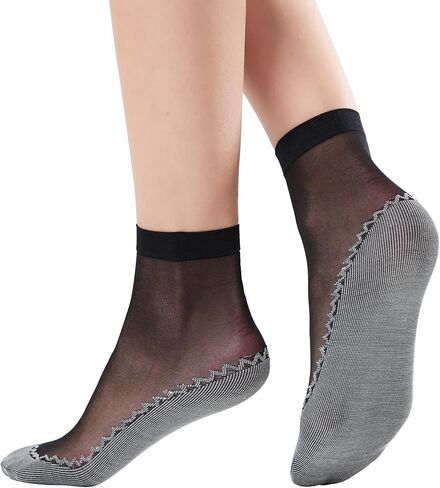 12 Pairs Womens Ankle High Sheer Socks Reinforced Bottom and Toe Nylon Socks in Kuwait