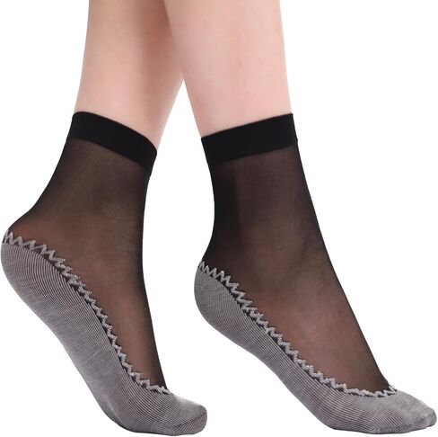 12 Pairs Womens Ankle High Sheer Socks Reinforced Bottom and Toe Nylon Socks in Kuwait