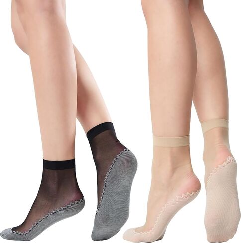 12 Pairs Womens Ankle High Sheer Socks Reinforced Bottom and Toe Nylon Socks in Saudi Arabia