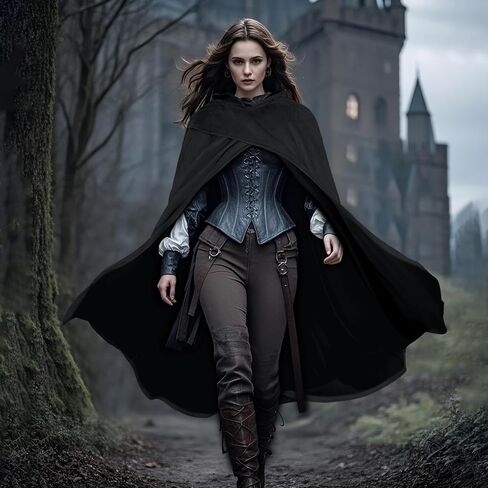عباءة Joukavor في العصور الوسطى مع زي Hood Renaissance Cape Halloween Hobbit in Kuwait