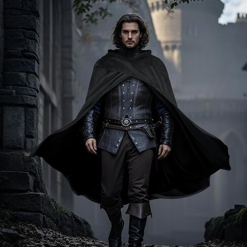 عباءة Joukavor في العصور الوسطى مع زي Hood Renaissance Cape Halloween Hobbit in Kuwait