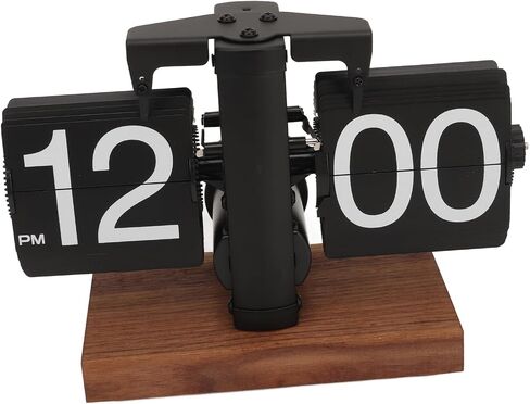 Flip Desk Clock ، ساعة رقمية رجعية لأسفل ، ساعة ميكانيكية تلقائية تعمل بطارية مع مقبض دوار لتزيين مكتب الغرفة المنزلية (أسود) in Kuwait