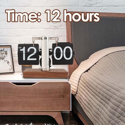 Flip Desk Clock ، ساعة رقمية رجعية لأسفل ، ساعة ميكانيكية تلقائية تعمل بطارية مع مقبض دوار لتزيين مكتب الغرفة المنزلية (أسود) in Kuwait