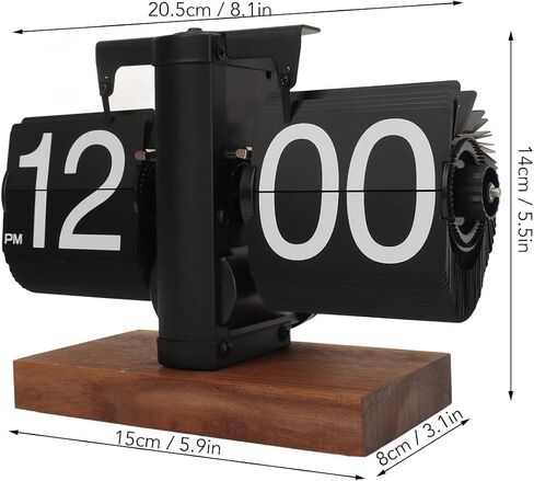 Flip Desk Clock ، ساعة رقمية رجعية لأسفل ، ساعة ميكانيكية تلقائية تعمل بطارية مع مقبض دوار لتزيين مكتب الغرفة المنزلية (أسود) in Kuwait