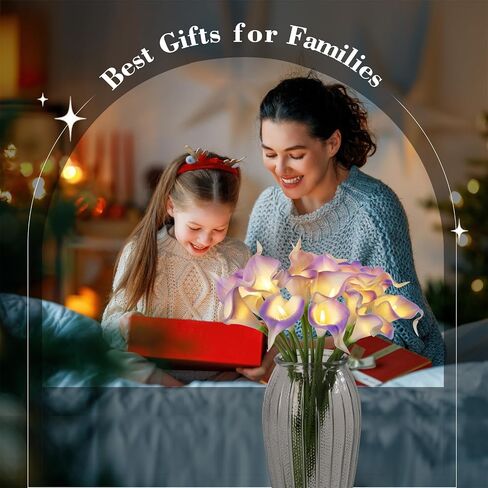 20pcs Artificial Calla Lily Bouquet Lamp Faux Floarl Night Light Real Touch Flower Night Lamp LED Calla Lily Lighted Artificial Flower for Her Gifts Home Kitchen Decor(Light Purple) in Kuwait