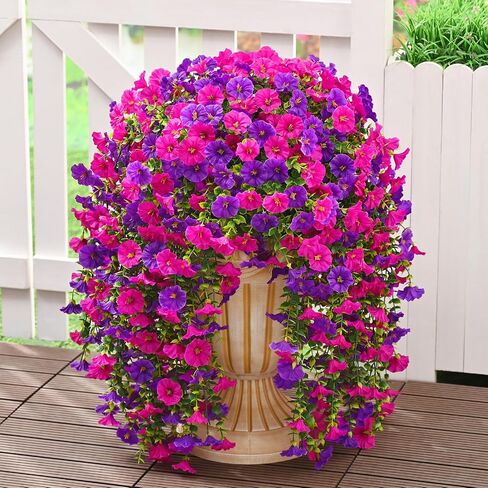 Dolicer 2 Packs Look Real Artificial Fall Flowers Mums for Outdoors, Realistic Faux Mums for Outdoor Planters, UV Resistant Fall Flowers Artificial for Decoration Front Porch (Orange+Yellow) in Kuwait