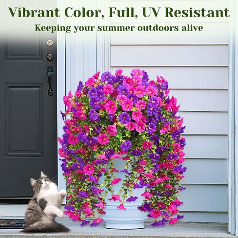 Dolicer 2 Packs Look Real Artificial Fall Flowers Mums for Outdoors, Realistic Faux Mums for Outdoor Planters, UV Resistant Fall Flowers Artificial for Decoration Front Porch (Orange+Yellow) in Kuwait