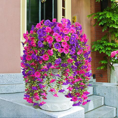 Dolicer 2 Packs Look Real Artificial Fall Flowers Mums for Outdoors, Realistic Faux Mums for Outdoor Planters, UV Resistant Fall Flowers Artificial for Decoration Front Porch (Orange+Yellow) in Kuwait