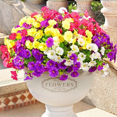 Artificial Flowers for Outdoors, 14 Bundles Fake Outdoor Flowers, UV Resistant Artificial Outdoor Plants & Flowers for Decoration, Colorful Morning Glory for Garden Porch Yard Patio, Mixed Color A in Saudi Arabia