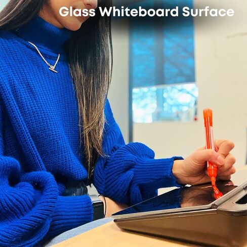 سبورة بيضاء لسطح المكتب من DeskBoard Buddy مع آلة حاسبة + 2 قلم تحديد - وسادة لوحة حامل للمسح الجاف للمكتب الأبيض لسطح طاولة الكمبيوتر - حجم صغير، محمول، لوح ملاحظات زجاجي على سطح الطاولة مع حامل قلم تحديد صغير in Kuwait