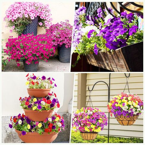 Artificial Flowers for Outdoors, 14 Bundles Fake Outdoor Flowers, UV Resistant Artificial Outdoor Plants & Flowers for Decoration, Colorful Morning Glory for Garden Porch Yard Patio, Mixed Color A in Saudi Arabia