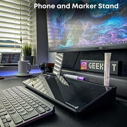 سبورة بيضاء لسطح المكتب من DeskBoard Buddy مع آلة حاسبة + 2 قلم تحديد - وسادة لوحة حامل للمسح الجاف للمكتب الأبيض لسطح طاولة الكمبيوتر - حجم صغير، محمول، لوح ملاحظات زجاجي على سطح الطاولة مع حامل قلم تحديد صغير in Kuwait