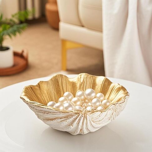 Artificial Seashell Decorative Bowl, Resin Clam Shell for Home Décor, Mediterranean Decoration for Children's Room, Candy and Fruit Decorative Bowl. (Small) in Saudi Arabia