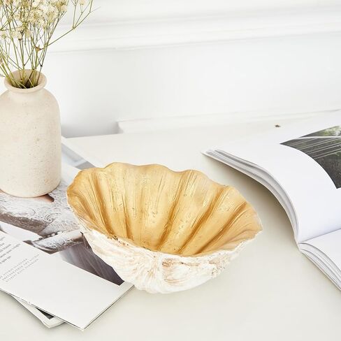 Artificial Seashell Decorative Bowl, Resin Clam Shell for Home Décor, Mediterranean Decoration for Children's Room, Candy and Fruit Decorative Bowl. (Small) in Saudi Arabia