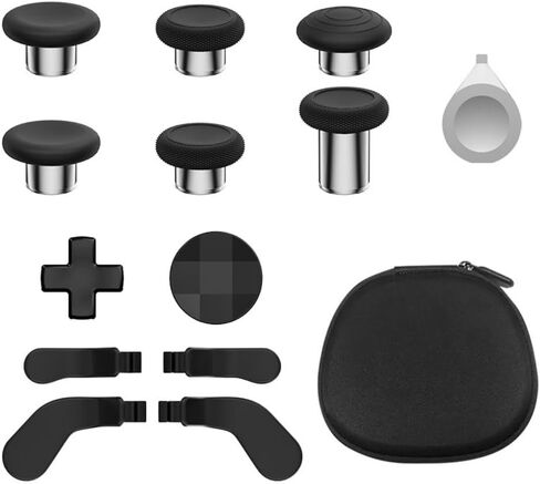 Metal Thumbsticks for Xbox Elite Series 2 Controller, 13 in 1 Accessories Replacement 6 Magnetic Joysticks 4 Paddles 2 D-Pads with 1 Adjuster Tool (Green + Orange) in Saudi Arabia