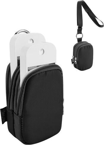 Beautyflier Double Pockets Hand Sanitizer Spray Case for Touchland Power Mist and Glow Mist 1FL OZ, Zipper Pouch for Hand Sanitizer Spray Bottle, with Extra Removable Neck Strap, Fits Travel (Beige) in Kuwait