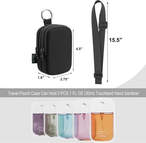 Beautyflier Double Pockets Hand Sanitizer Spray Case for Touchland Power Mist and Glow Mist 1FL OZ, Zipper Pouch for Hand Sanitizer Spray Bottle, with Extra Removable Neck Strap, Fits Travel (Beige) in Kuwait