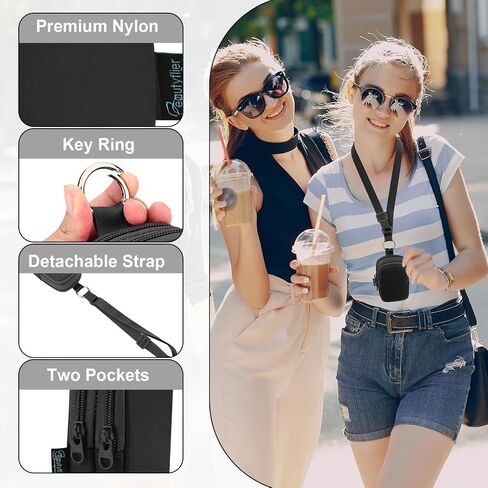 Beautyflier Double Pockets Hand Sanitizer Spray Case for Touchland Power Mist and Glow Mist 1FL OZ, Zipper Pouch for Hand Sanitizer Spray Bottle, with Extra Removable Neck Strap, Fits Travel (Beige) in Kuwait