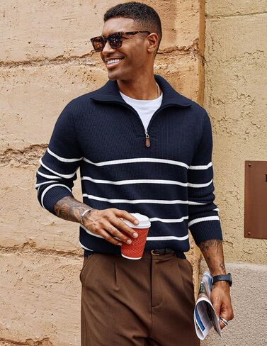 PJ Paul Jones Mens Quarter Zip Sweater Stringed Dock Pullover Sweater سترة منتظمة in Saudi Arabia