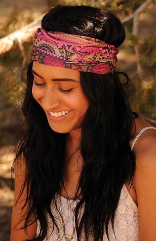 Karma Black Grunge Headband for Women - Wide - Fabric Headband and Stretchy Hair Scarf - Black in Saudi Arabia