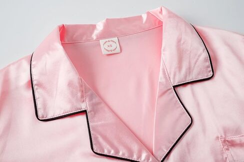 Vopmocld Girls Button Down Satin Pajama Sets Silky Short Sleeve Top & Pants Lounge Wear Teens Cozy Nightwear 2PCS PJS in Saudi Arabia