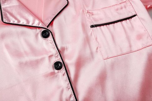 Vopmocld Girls Button Down Satin Pajama Sets Silky Short Sleeve Top & Pants Lounge Wear Teens Cozy Nightwear 2PCS PJS in Saudi Arabia