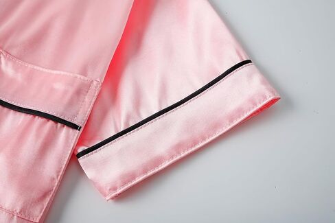 Vopmocld Girls Button Down Satin Pajama Sets Silky Short Sleeve Top & Pants Lounge Wear Teens Cozy Nightwear 2PCS PJS in Saudi Arabia