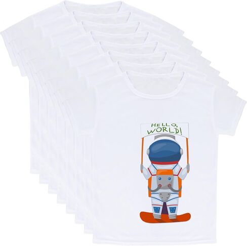 8 Pieces Kids White Sublimation Blank DIY Crew Neck Short Sleeve Tshirt for Boys Girls Summer Transfer Heat Printing in Saudi Arabia