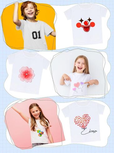 8 Pieces Kids White Sublimation Blank DIY Crew Neck Short Sleeve Tshirt for Boys Girls Summer Transfer Heat Printing in Saudi Arabia