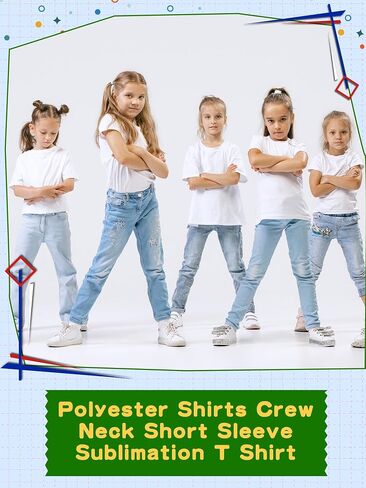 8 Pieces Kids White Sublimation Blank DIY Crew Neck Short Sleeve Tshirt for Boys Girls Summer Transfer Heat Printing in Saudi Arabia