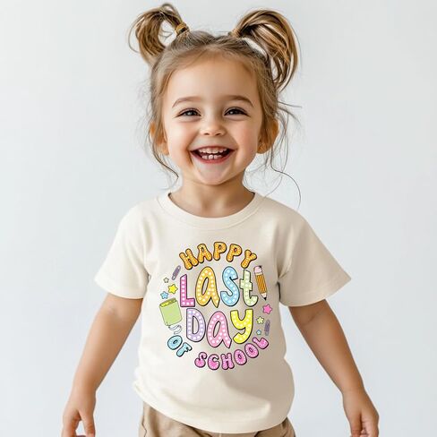 Toddler Last Day of School Shirt for Boys Kid Grils, My Happy Last Day of School T Shirt, Cotton Blend, Funny Design :4-7T in Saudi Arabia