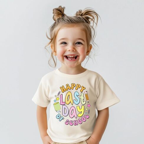 Toddler Last Day of School Shirt for Boys Kid Grils, My Happy Last Day of School T Shirt, Cotton Blend, Funny Design :4-7T in Saudi Arabia