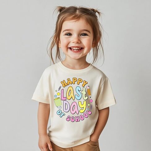 Toddler Last Day of School Shirt for Boys Kid Grils, My Happy Last Day of School T Shirt, Cotton Blend, Funny Design :4-7T in Saudi Arabia