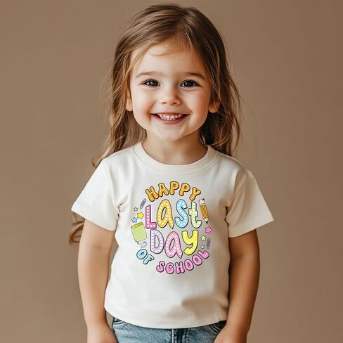 Toddler Last Day of School Shirt for Boys Kid Grils, My Happy Last Day of School T Shirt, Cotton Blend, Funny Design :4-7T in Saudi Arabia
