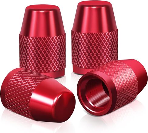 Auto Dynasty Tire Valve Stem Caps 4 Pieces Bullet Style Polished Aluminum Black Tire Universal Stem Covers for Cars, SUVs, Bike and Bicycle, Trucks, Motorcycles, Black in Kuwait