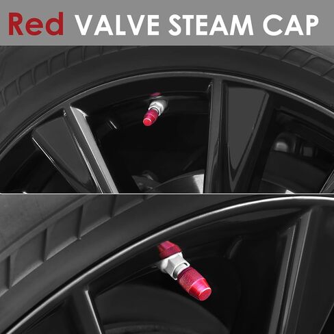 Auto Dynasty Tire Valve Stem Caps 4 Pieces Bullet Style Polished Aluminum Black Tire Universal Stem Covers for Cars, SUVs, Bike and Bicycle, Trucks, Motorcycles, Black in Kuwait