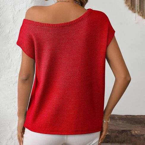 HOTIAN Women's Off The Shoulder Sweater Y2K Cap Sleeve Knit Vest Casual Summer Pullover Tank Tops in Kuwait