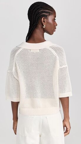 Velvet by Graham & Spencer Women's York Cotton Cashmere Mesh Polo Sweater in Saudi Arabia